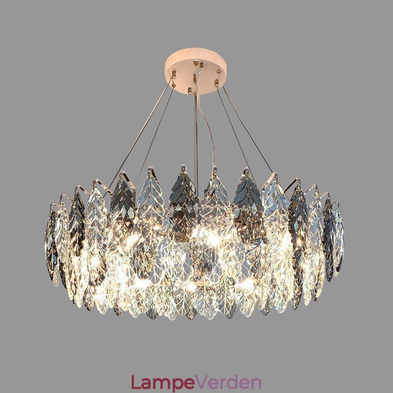 European Iron Pendel Light Creative Glass Leaf Lysekrone