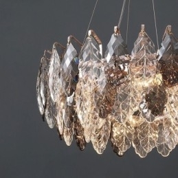European Iron Pendel Light Creative Glass Leaf Lysekrone
