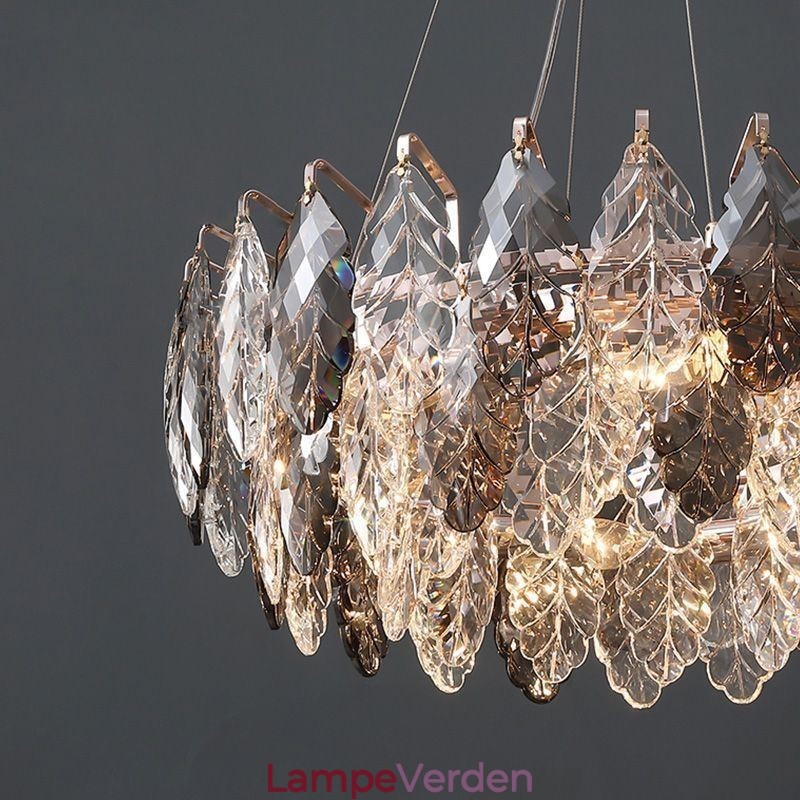 European Iron Pendel Light Creative Glass Leaf Lysekrone