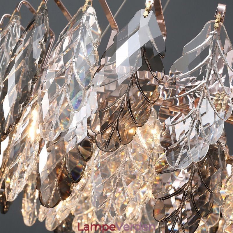 European Iron Pendel Light Creative Glass Leaf Lysekrone