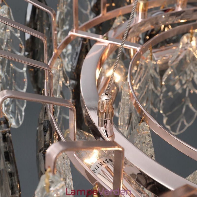 European Iron Pendel Light Creative Glass Leaf Lysekrone