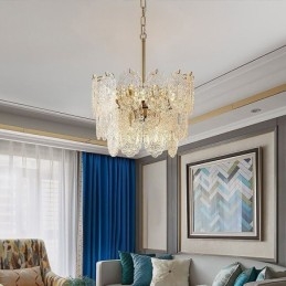 Moderne glas pendant lys dekoration bronze guld lysekrone