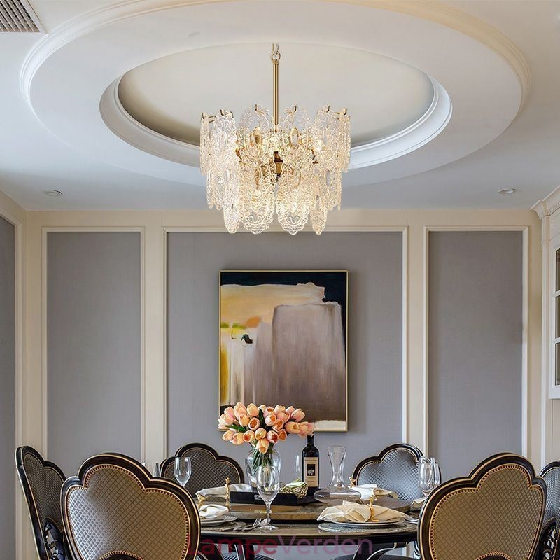Moderne glas pendant lys dekoration bronze guld lysekrone