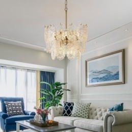 Moderne glas pendant lys dekoration bronze guld lysekrone