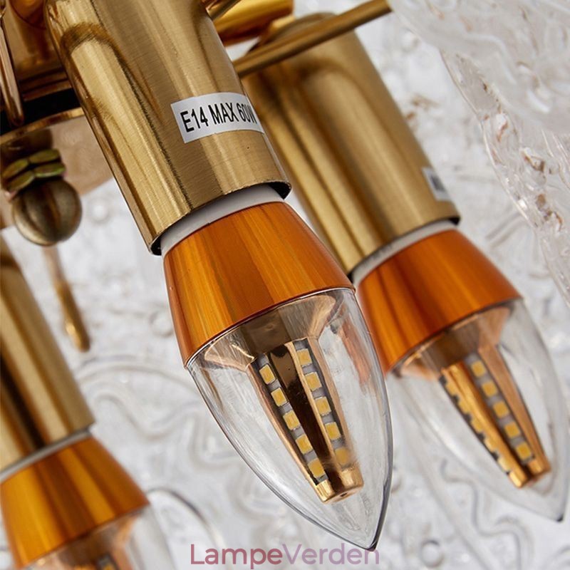 Moderne glas pendant lys dekoration bronze guld lysekrone