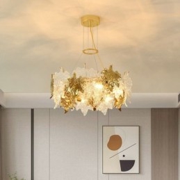 Maple Leaf Pendel Light European Home Decor Glaslysekrone