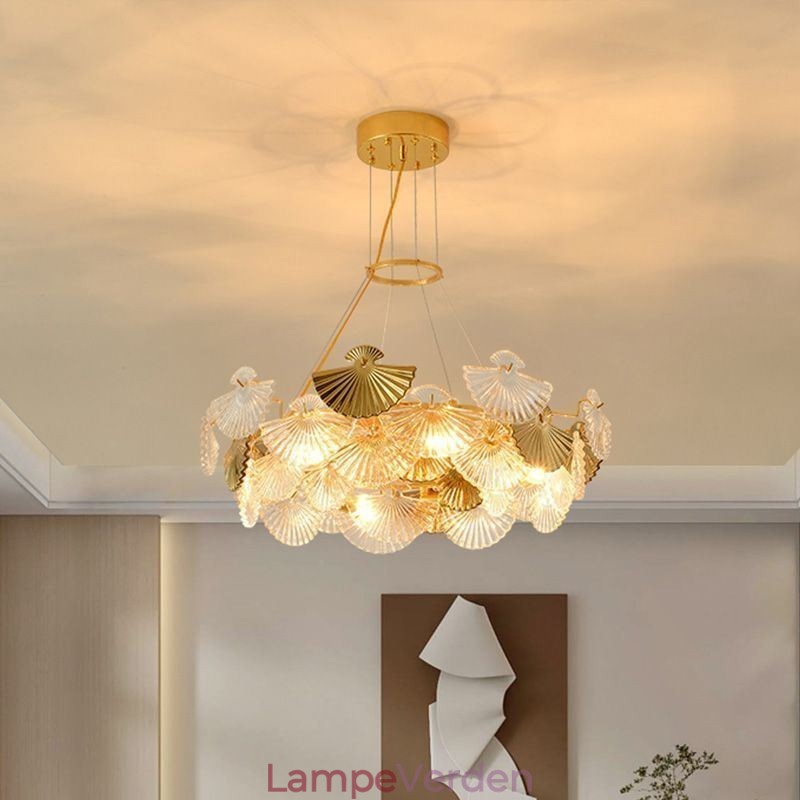 Europæisk glas hængende lys vifteformet kunst lysekrone
