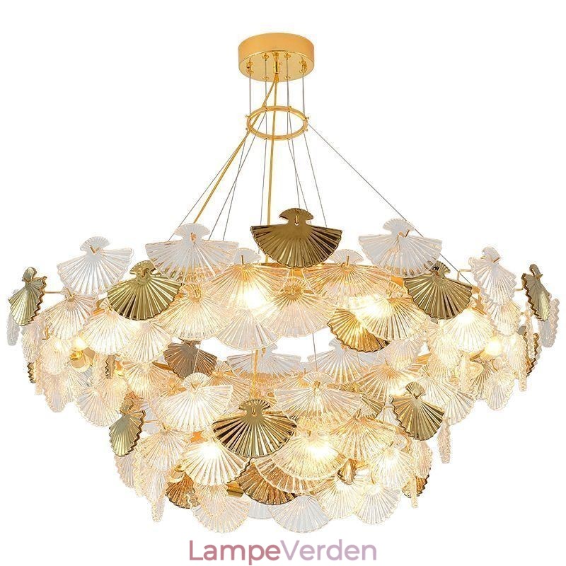 Europæisk glas hængende lys vifteformet kunst lysekrone