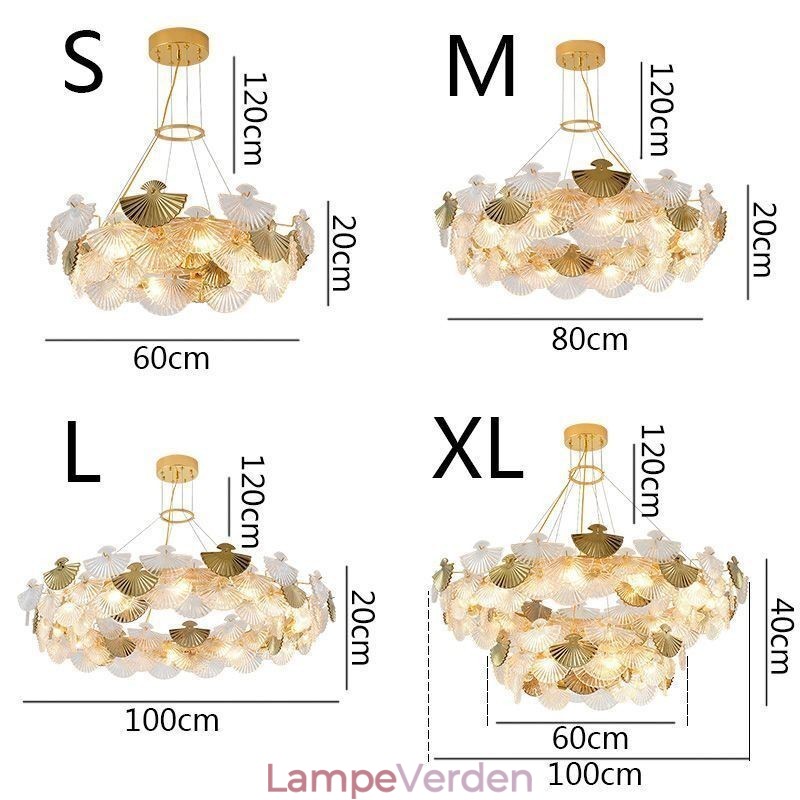 Europæisk glas hængende lys vifteformet kunst lysekrone