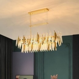 Kunstnerisk glas lysekrone Fjer Oval Pendel Light