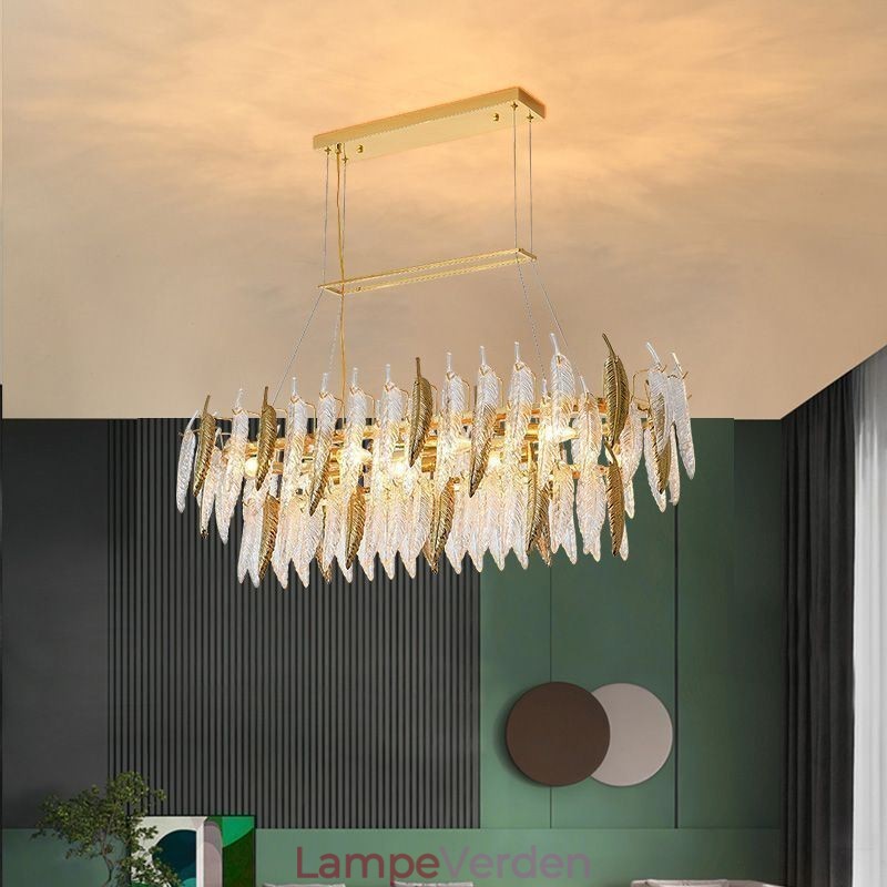 Kunstnerisk glas lysekrone Fjer Oval Pendel Light