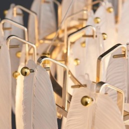 Kunstnerisk glas lysekrone fjer rund pendel lys