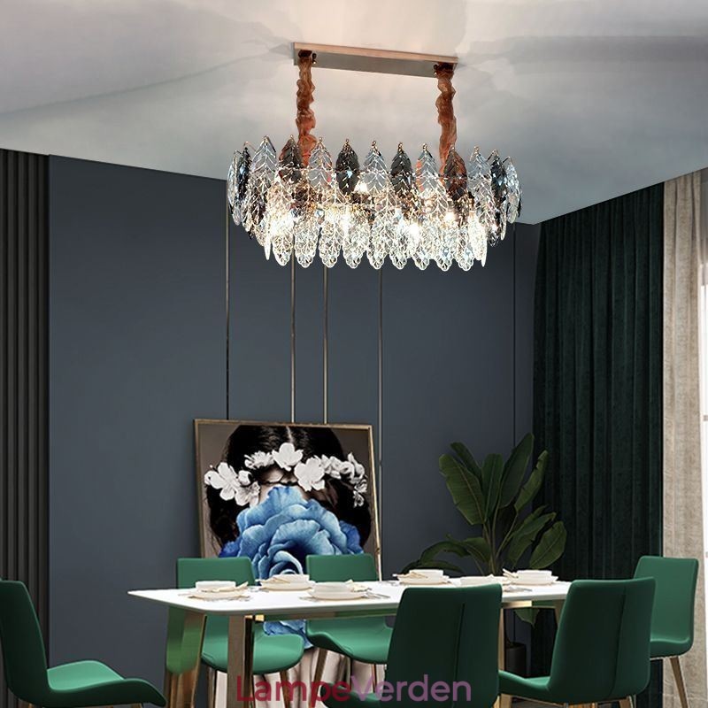 European Iron Pendel Light Creative Leaf Glass lysekrone