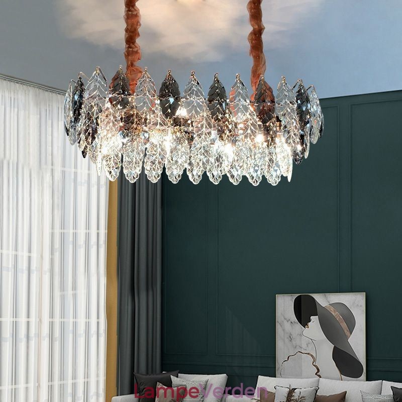 European Iron Pendel Light Creative Leaf Glass lysekrone
