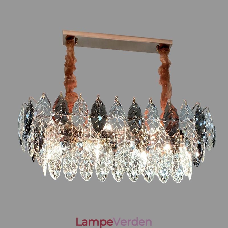 European Iron Pendel Light Creative Leaf Glass lysekrone