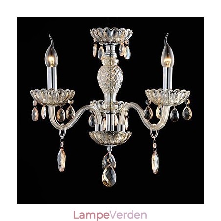 3 Lys Stilen på paladset Glaslysekrone med stearinlys 3 Lys Stilen på paladset Glaslysekrone med stearinlys