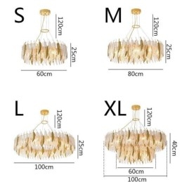 Kunstnerisk glas lysekrone fjer rund loftslampe