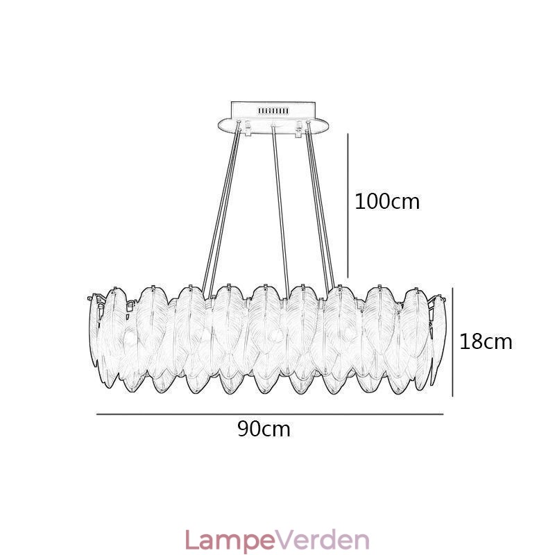 Kunstnerisk glas lysekrone fjer rund pendel belysning