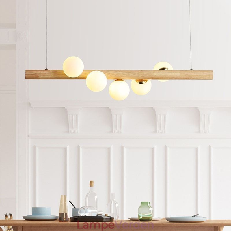 Magic Bean Pendel Light Wood Strip hængende lampe