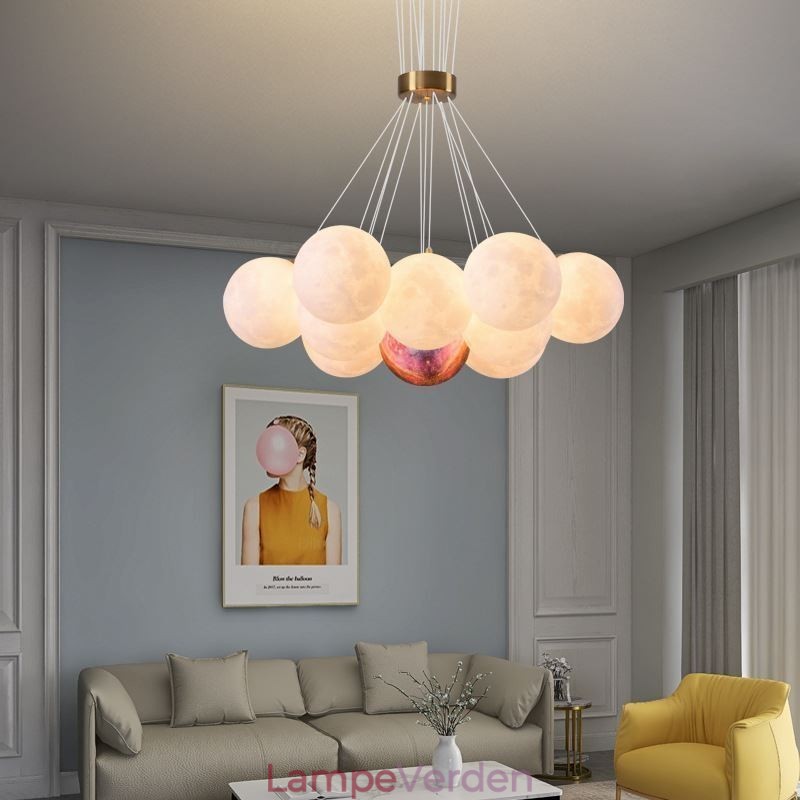 Moon Bubble Lysekrone Moderne 3D Print Bolde Pendel Lampe