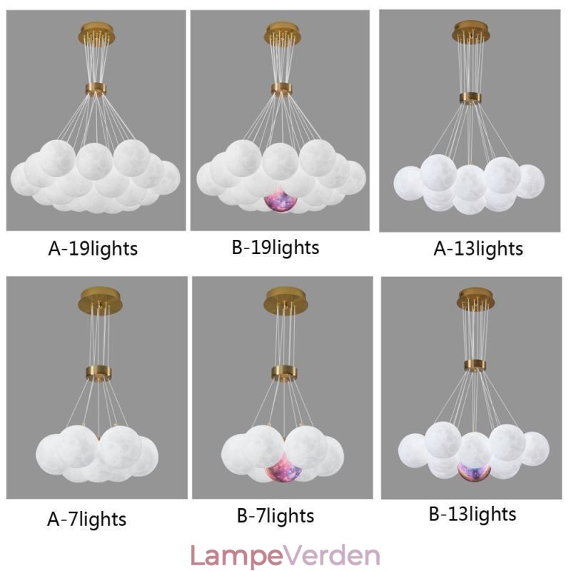 Moon Bubble Lysekrone Moderne 3D Print Bolde Pendel Lampe