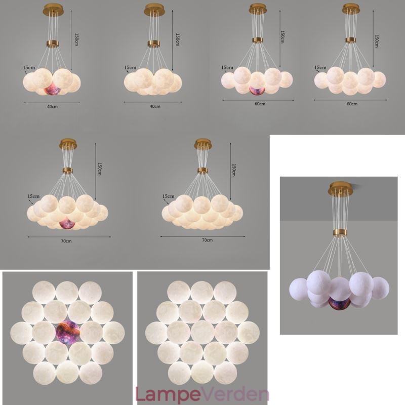 Moon Bubble Lysekrone Moderne 3D Print Bolde Pendel Lampe