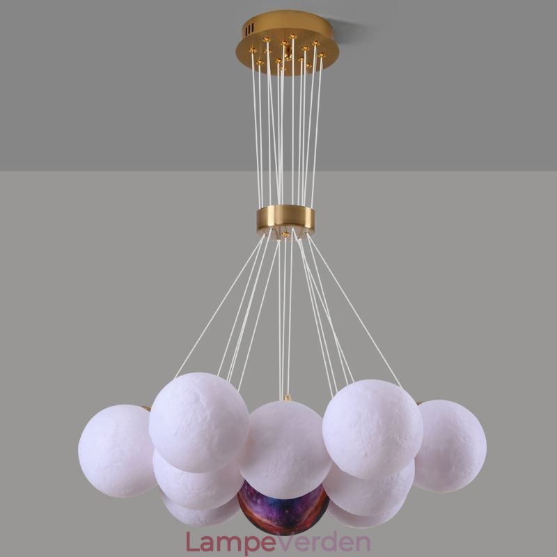Moon Bubble Lysekrone Moderne 3D Print Bolde Pendel Lampe