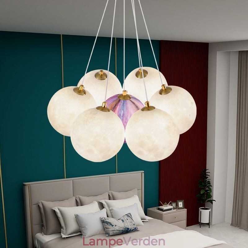 Moon Bubble Lysekrone Moderne 3D Print Bolde Pendel Lampe