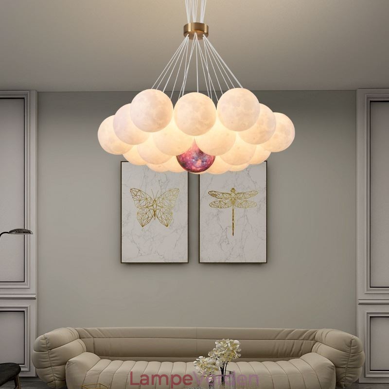 Moon Bubble Lysekrone Moderne 3D Print Bolde Pendel Lampe