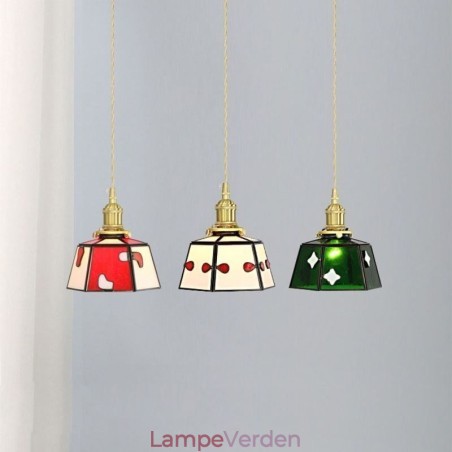 Farverigt glas hængelys japansk stil retro dekorativt sengelampe Farverigt glas hængelys japansk stil retro dekorativt sengelampe