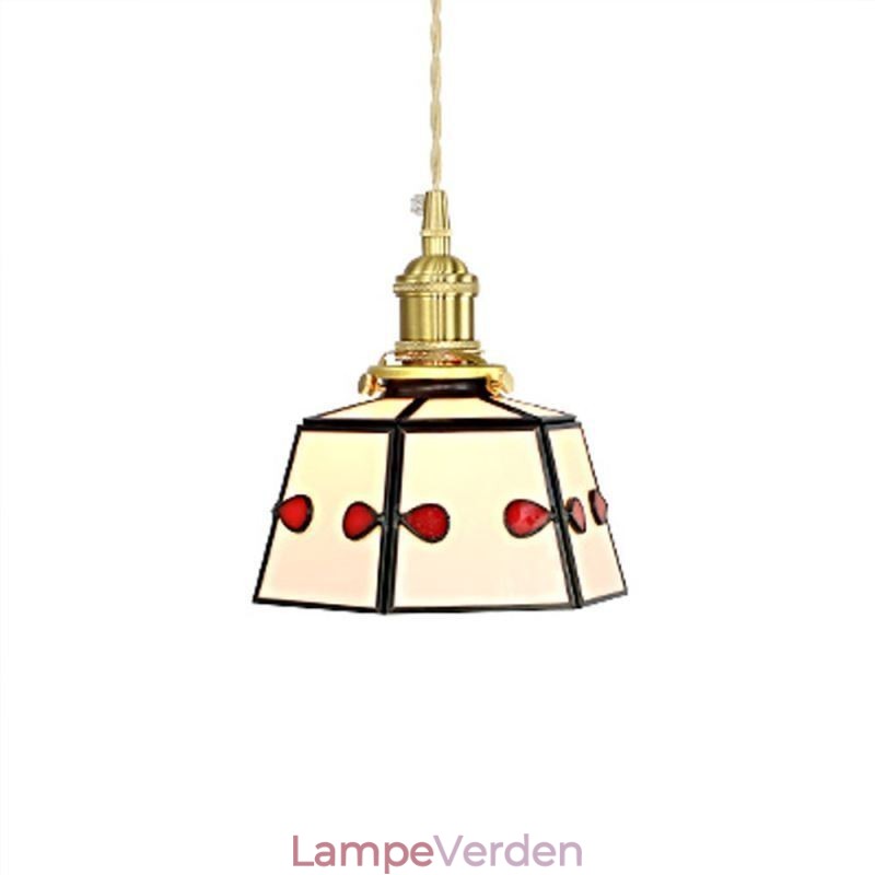Farverigt glas hængelys japansk stil retro dekorativt sengelampe