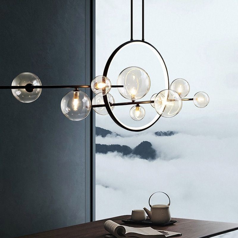 Moderne metal lysekrone klart glas bobler Pendant Lampss