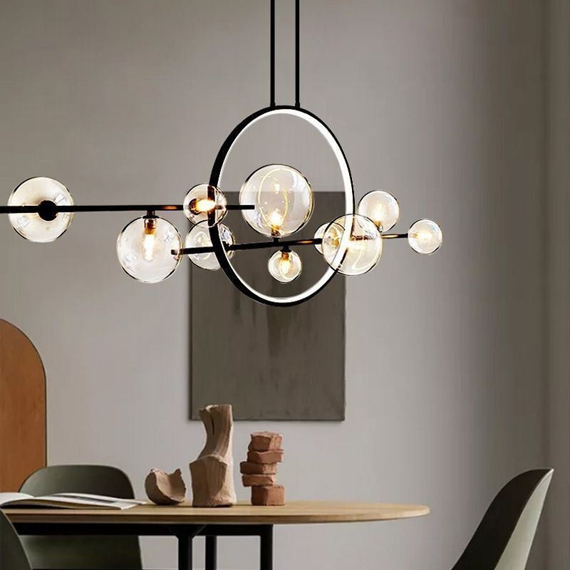 Moderne metal lysekrone klart glas bobler Pendant Lampss