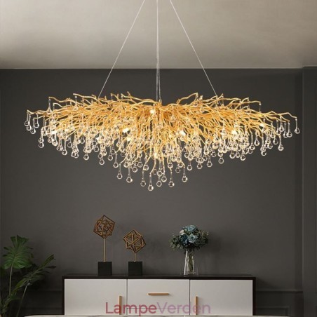 Luksus krystal lysekrone guld moderne loft hængende lampe spisestue Luksus krystal lysekrone guld moderne loft hængende lampe spisestue