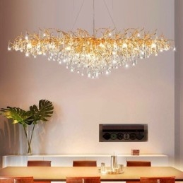 Luksus krystal lysekrone guld moderne loft hængende lampe spisestue