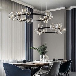 Moderne kreativ metal lysekrone gennemsigtigt glas boblelampe
