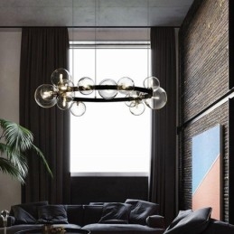 Moderne kreativ metal lysekrone gennemsigtigt glas boblelampe