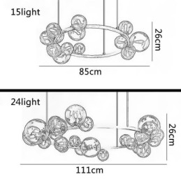 Moderne kreativ metal lysekrone gennemsigtigt glas boblelampe