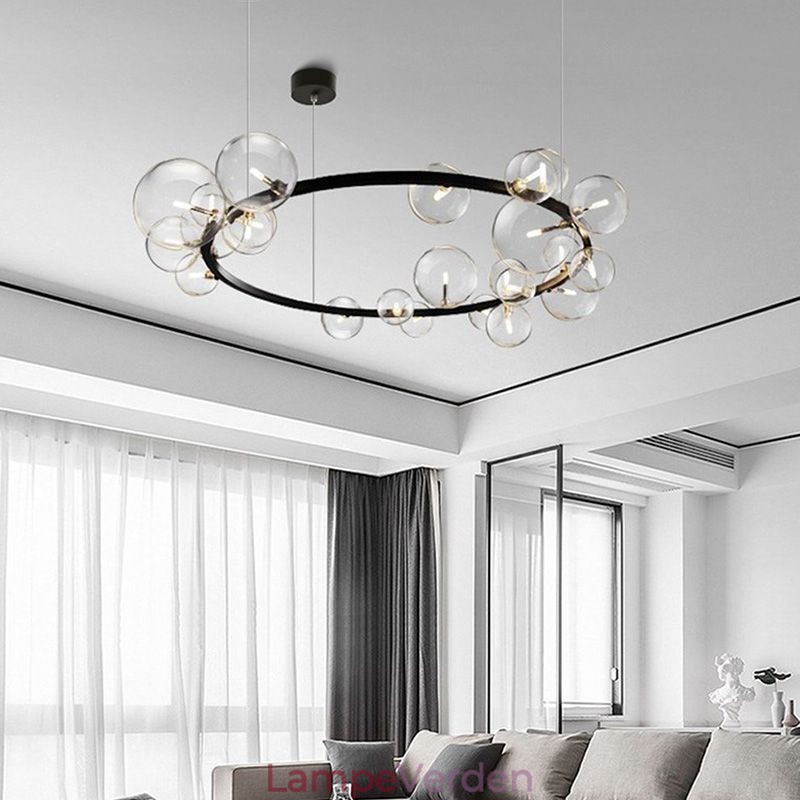 Moderne kreativ metal lysekrone gennemsigtigt glas boblelampe