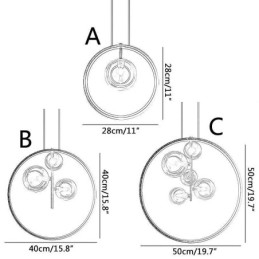 Nordisk Pendel Glas Bobler Circle Lysekrone Moderne Parlor Lampe