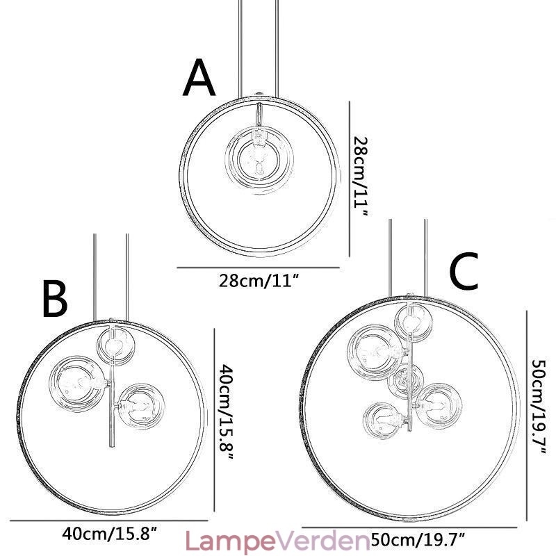 Nordisk Pendel Glas Bobler Circle Lysekrone Moderne Parlor Lampe