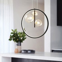 Nordisk Pendel Glas Bobler Circle Lysekrone Moderne Parlor Lampe