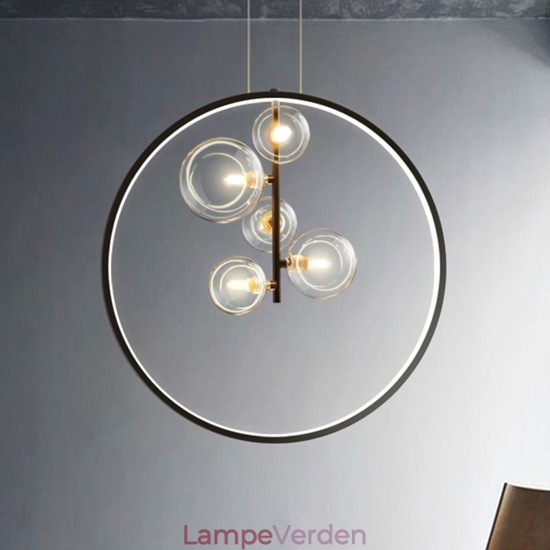Nordisk Pendel Glas Bobler Circle Lysekrone Moderne Parlor Lampe
