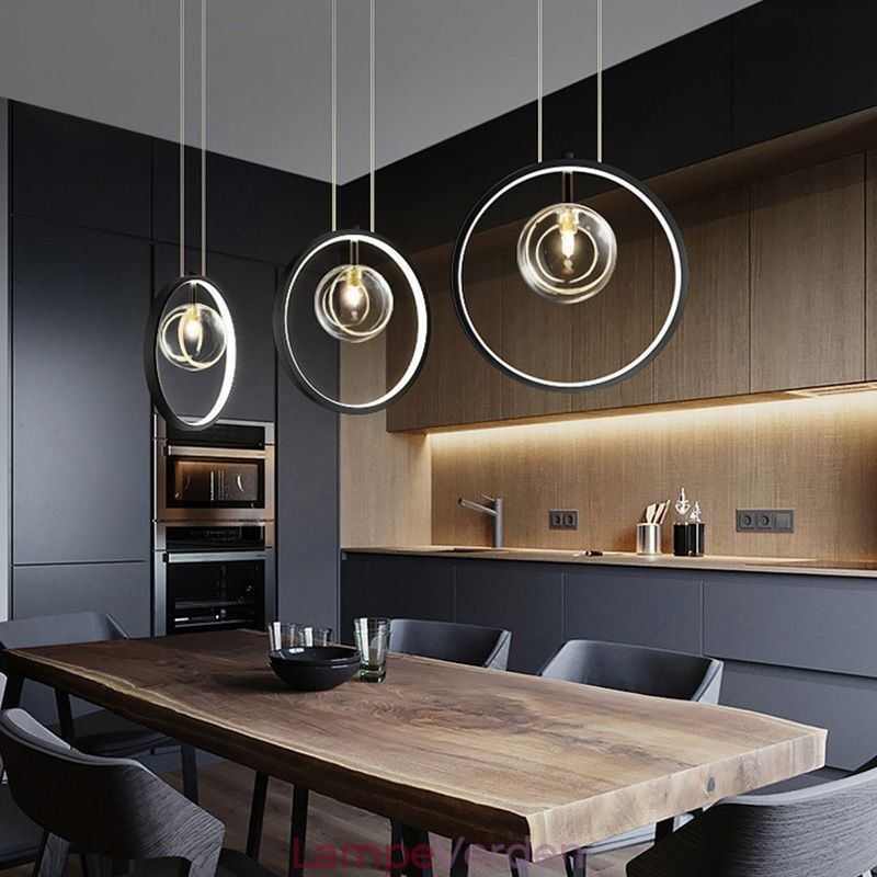 Nordisk Pendel Glas Bobler Circle Lysekrone Moderne Parlor Lampe