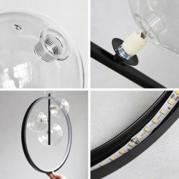 Nordisk Pendel Glas Bobler Circle Lysekrone Moderne Parlor Lampe