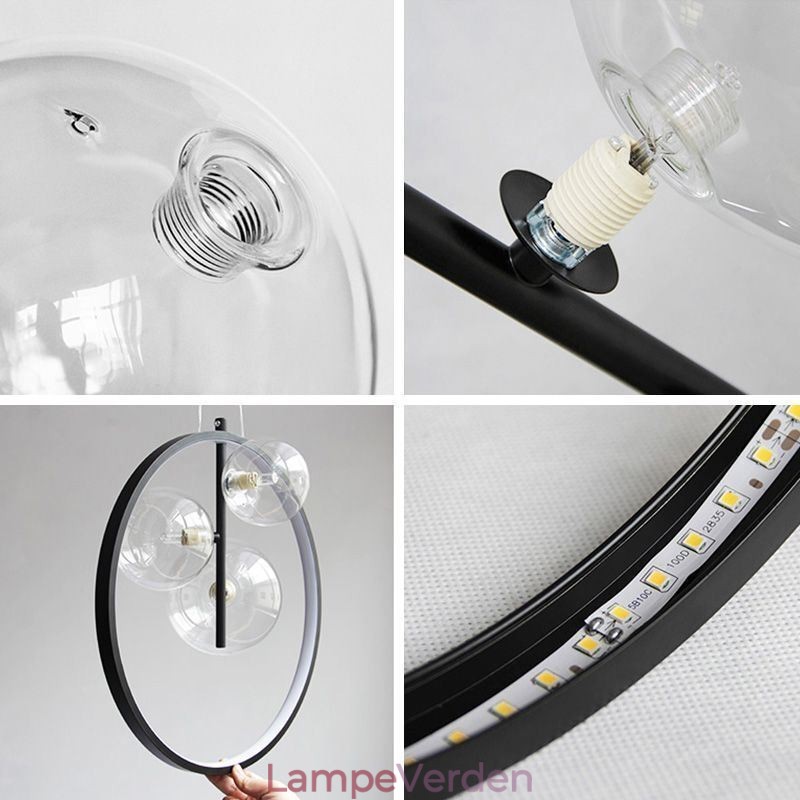 Nordisk Pendel Glas Bobler Circle Lysekrone Moderne Parlor Lampe