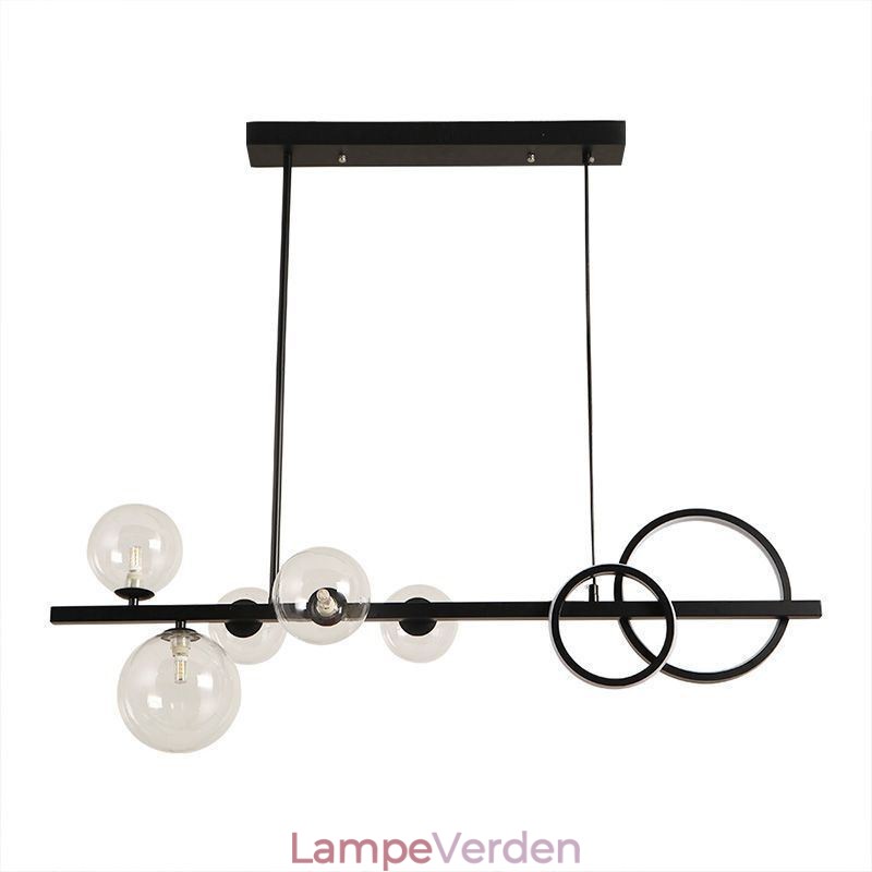 Moderne Glas Bubble Pendel Lys Sort Lang Bracket Lamper