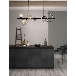 Moderne Glas Bubble Pendel Lys Sort Lang Bracket Lamper