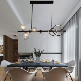 Moderne Glas Bubble Pendel Lys Sort Lang Bracket Lamper