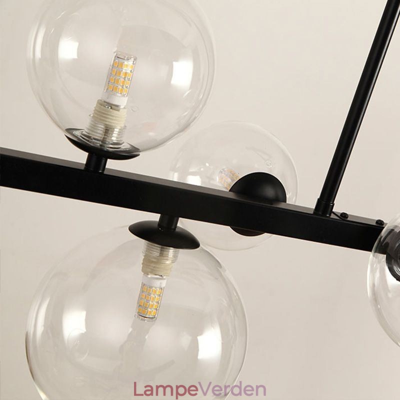 Moderne Glas Bubble Pendel Lys Sort Lang Bracket Lamper